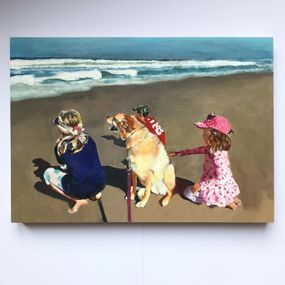 "Kids on the Beach" Acrylic on board A4