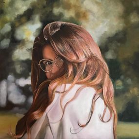 "Girl with the pearl jumper" A3 waterbased oil on canvas 