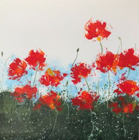 "Poppies in the wind" 30 x30cm acrylic on board.